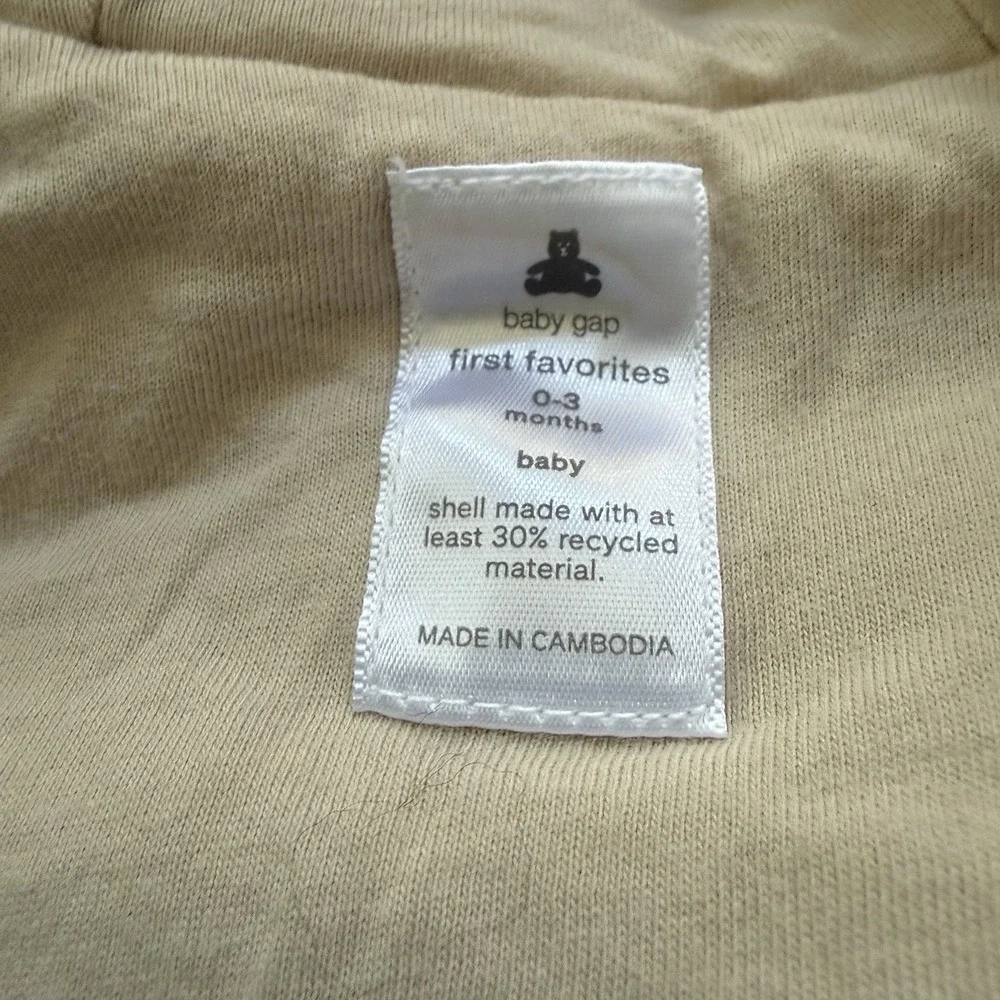 Baby Gap Hooded Bunting Snow Suit Sherpa Fleece 0-3M Teddy Bear Hood